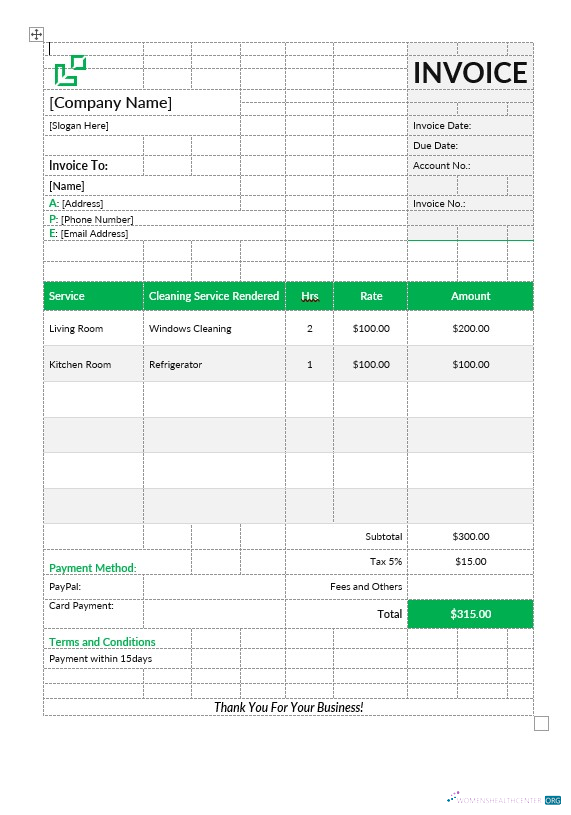 Download House Cleaning Service Invoice Template Photoshop template